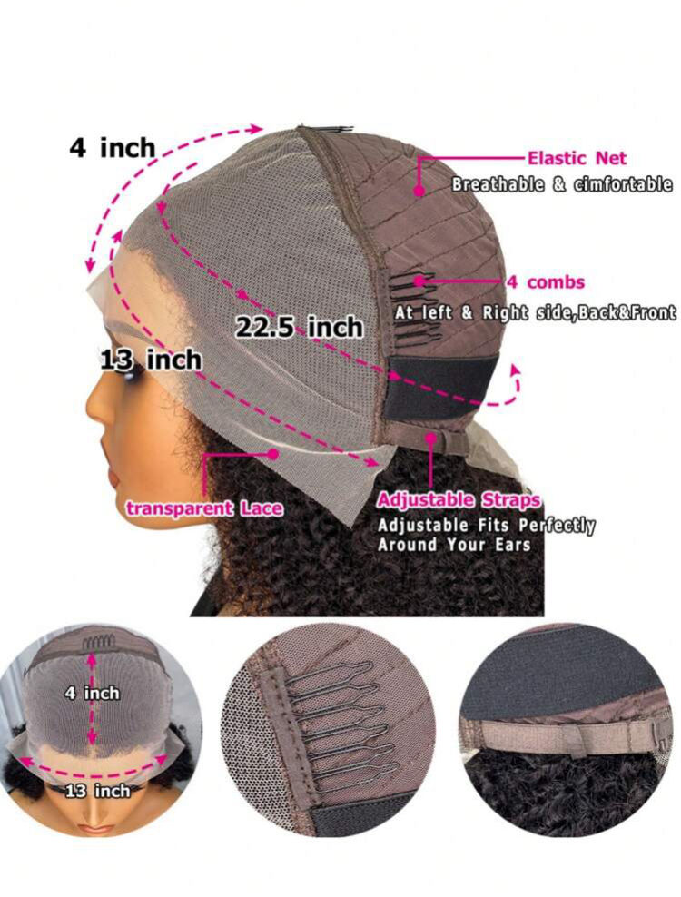 Thumbnail: Bouncy kinky curly human hair 200% density lace front volume  wig 