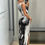 Thumbnail: Graphic Print Split Thigh Tank Long Dress 