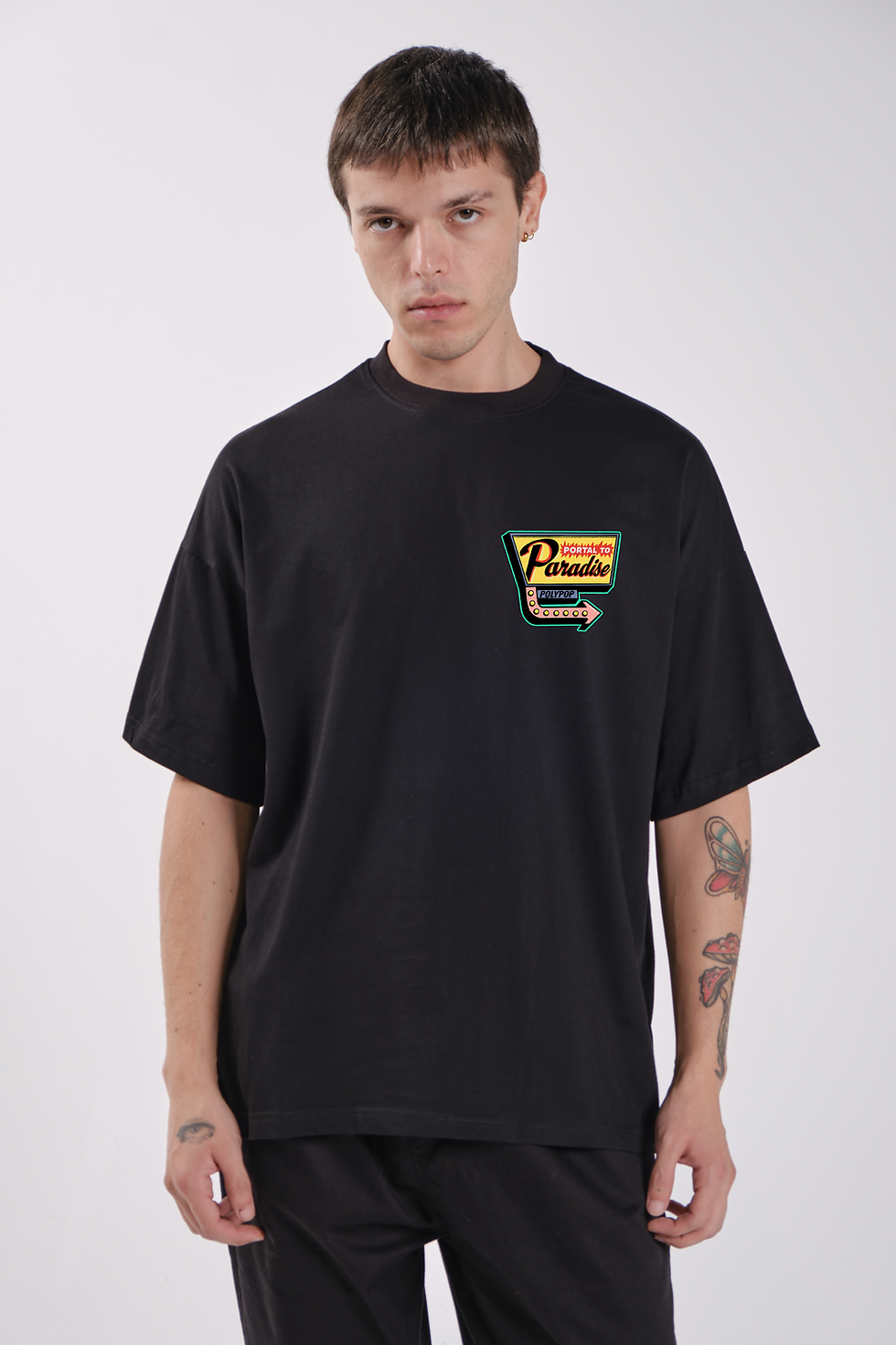 Thumbnail: Polypop Portal to Paradise Oversized Boxy Fit Black T-Shirt