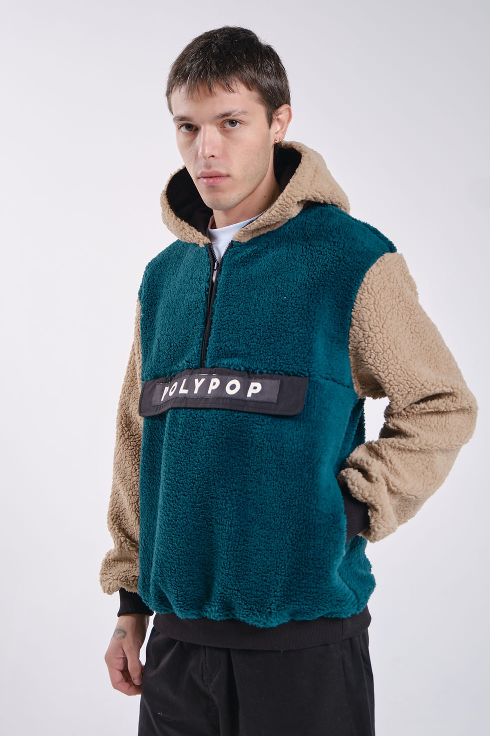 Küçük resim: Polypop Fern Petrol Sherpa Hoodie