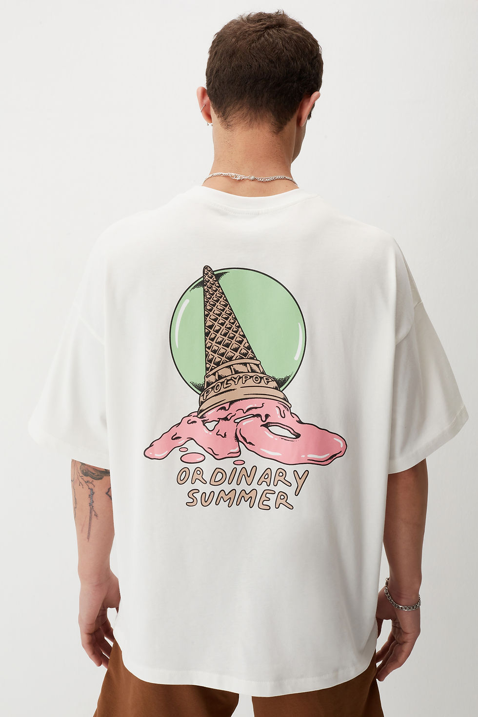 Thumbnail: "No Ordinary Summer" Oversized Boxy Fit T-Shirt Ecru