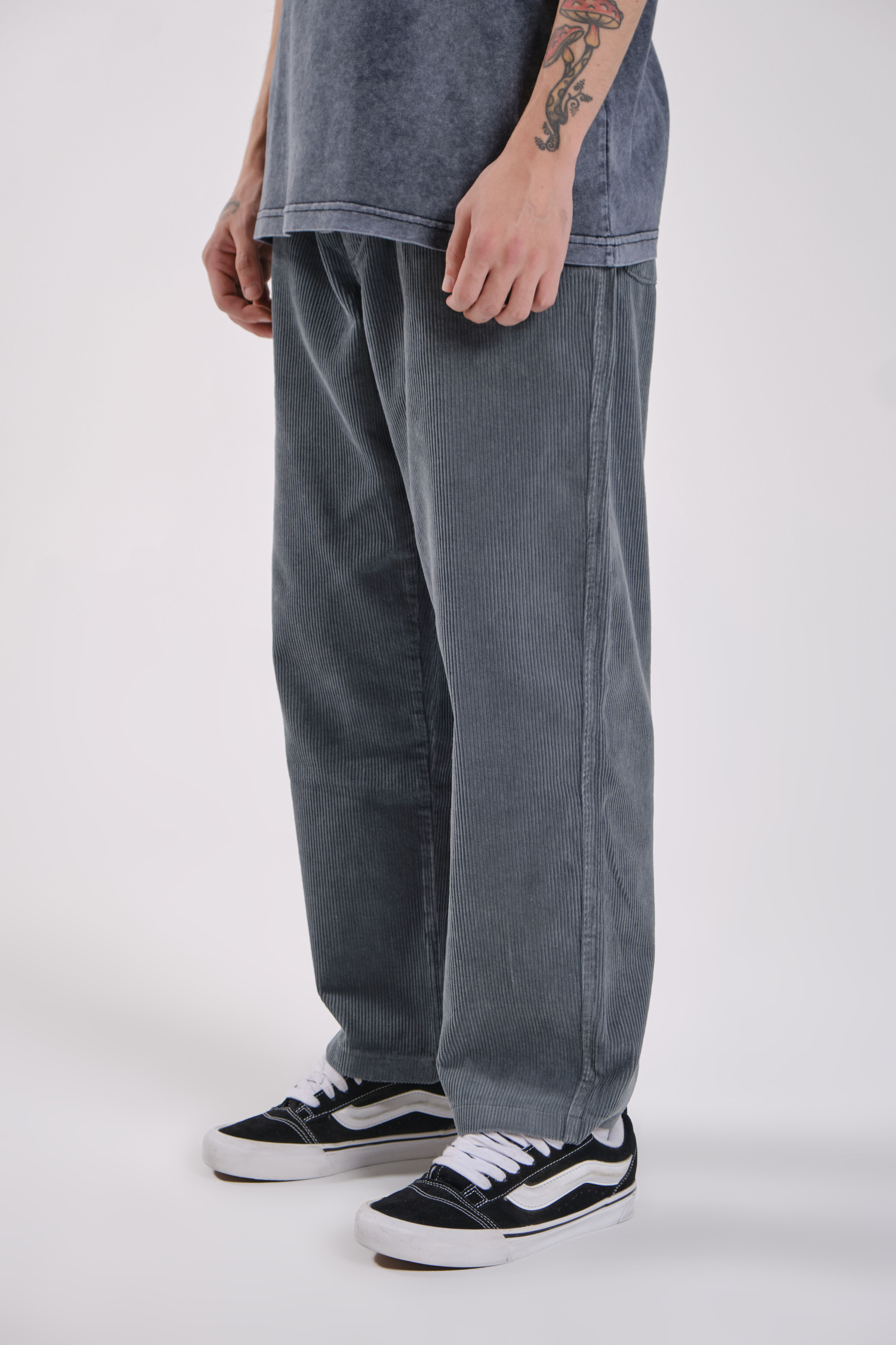 Polypop Grey Corduroy Loose Fit Pants
