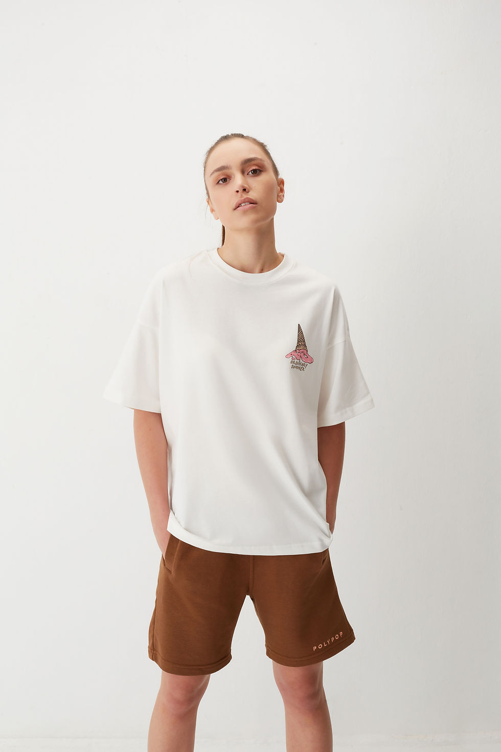 Thumbnail: "No Ordinary Summer" Oversized Boxy Fit T-Shirt Ecru