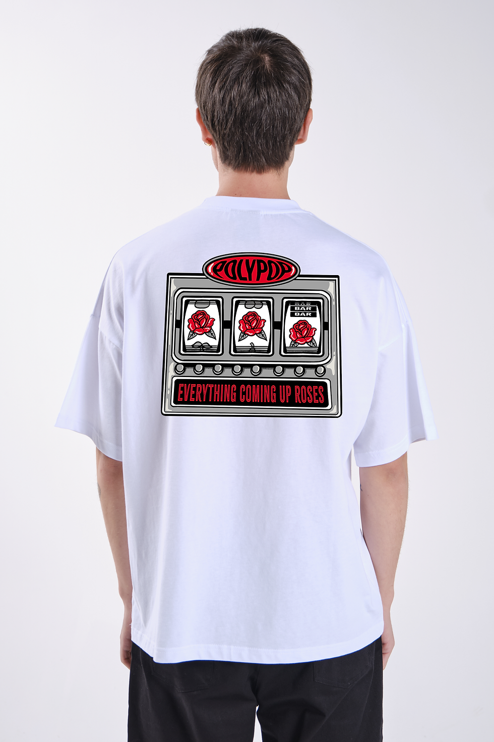 Küçük resim: Polypop "Jackpot" Oversize Boxy Fit Beyaz T-Shirt