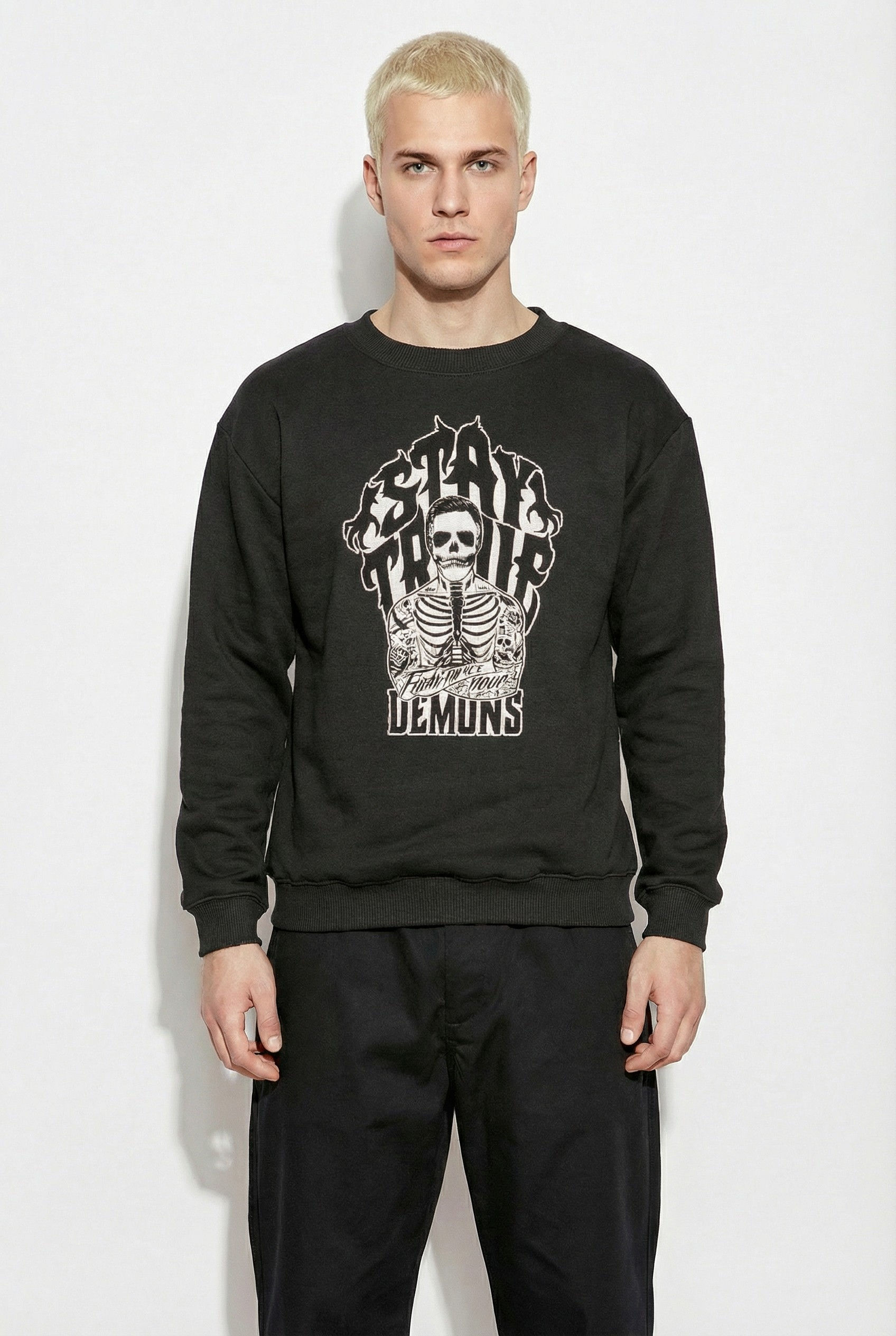 Polypop "Stay True" Regular Fit Crewneck Sweatshirt Siyah