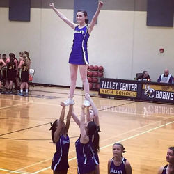 Alexis and her stunt group in an extension.