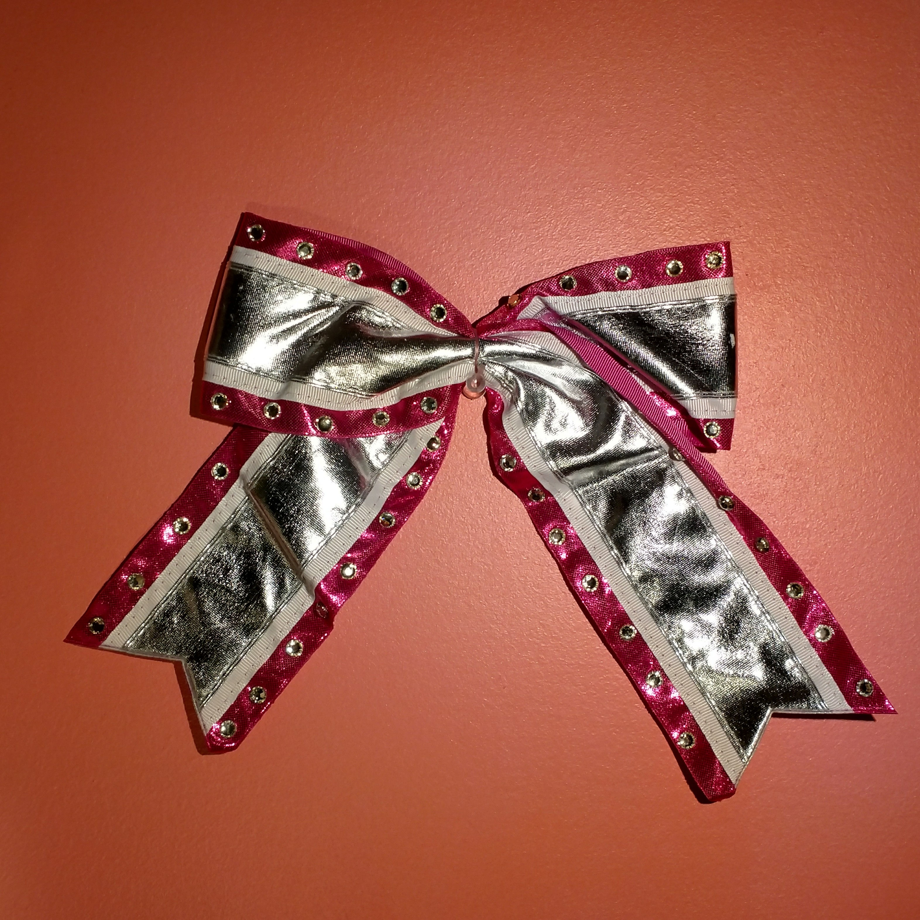 Pink, Silver, and White Bow