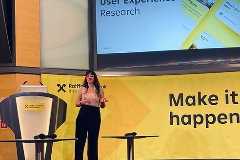 Aline Thome, former Fernando Guarany student, speaking in public in Germany