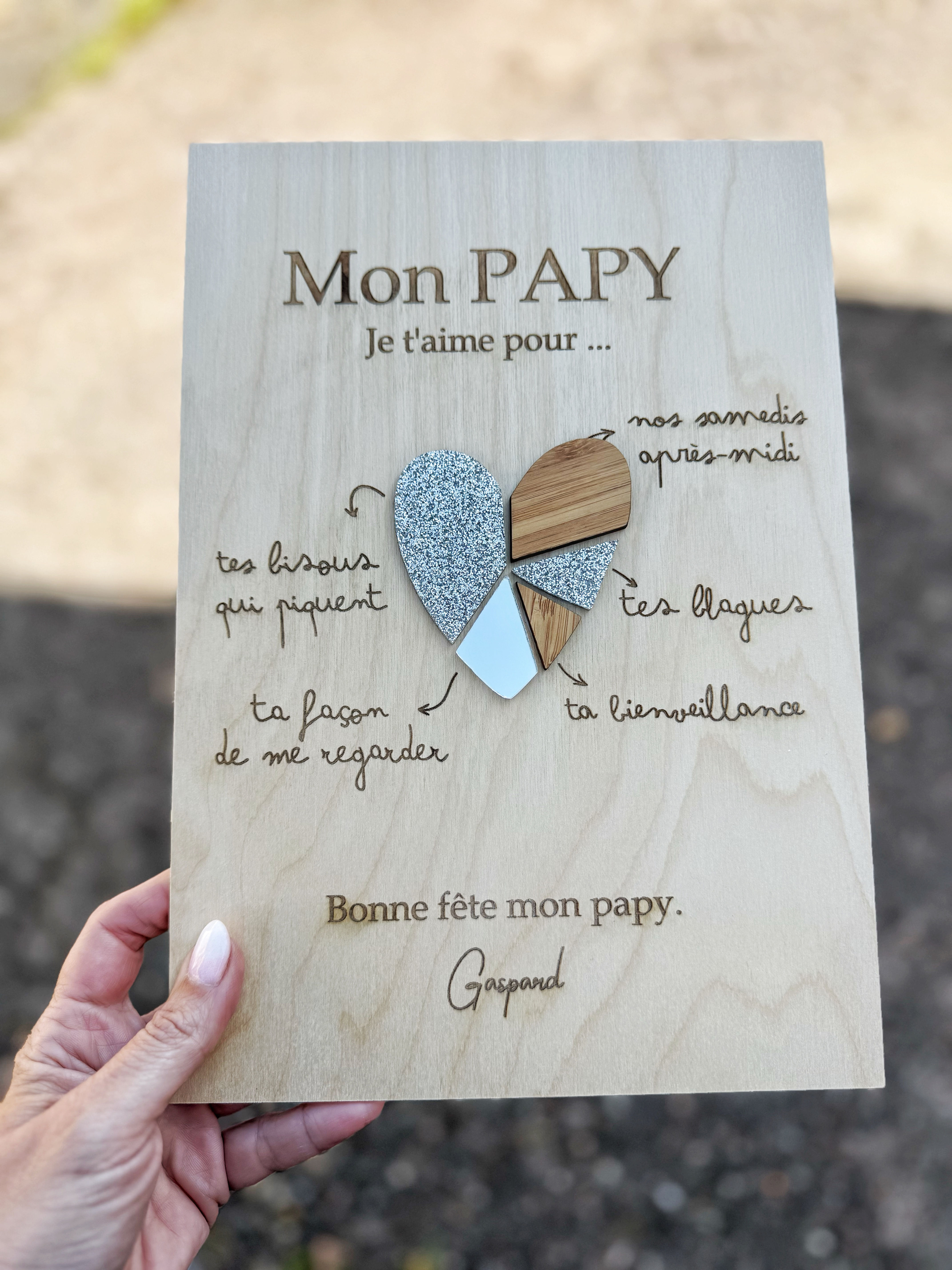 Affiche en bois (modèle coeur)