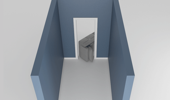 Chaise longue through a door