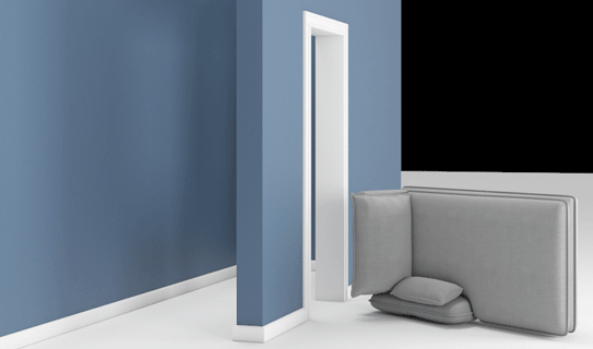 Chaise longue through a door