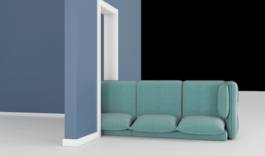 Three-seat sofa through a door