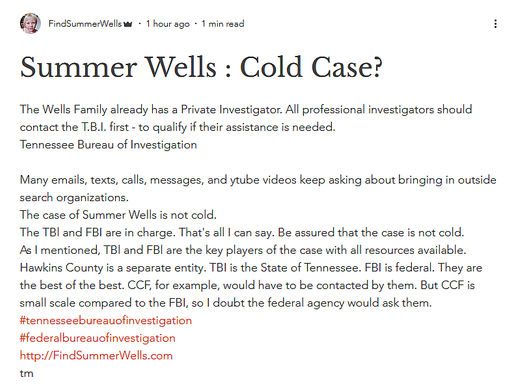 Summer Wells : Cold Case?