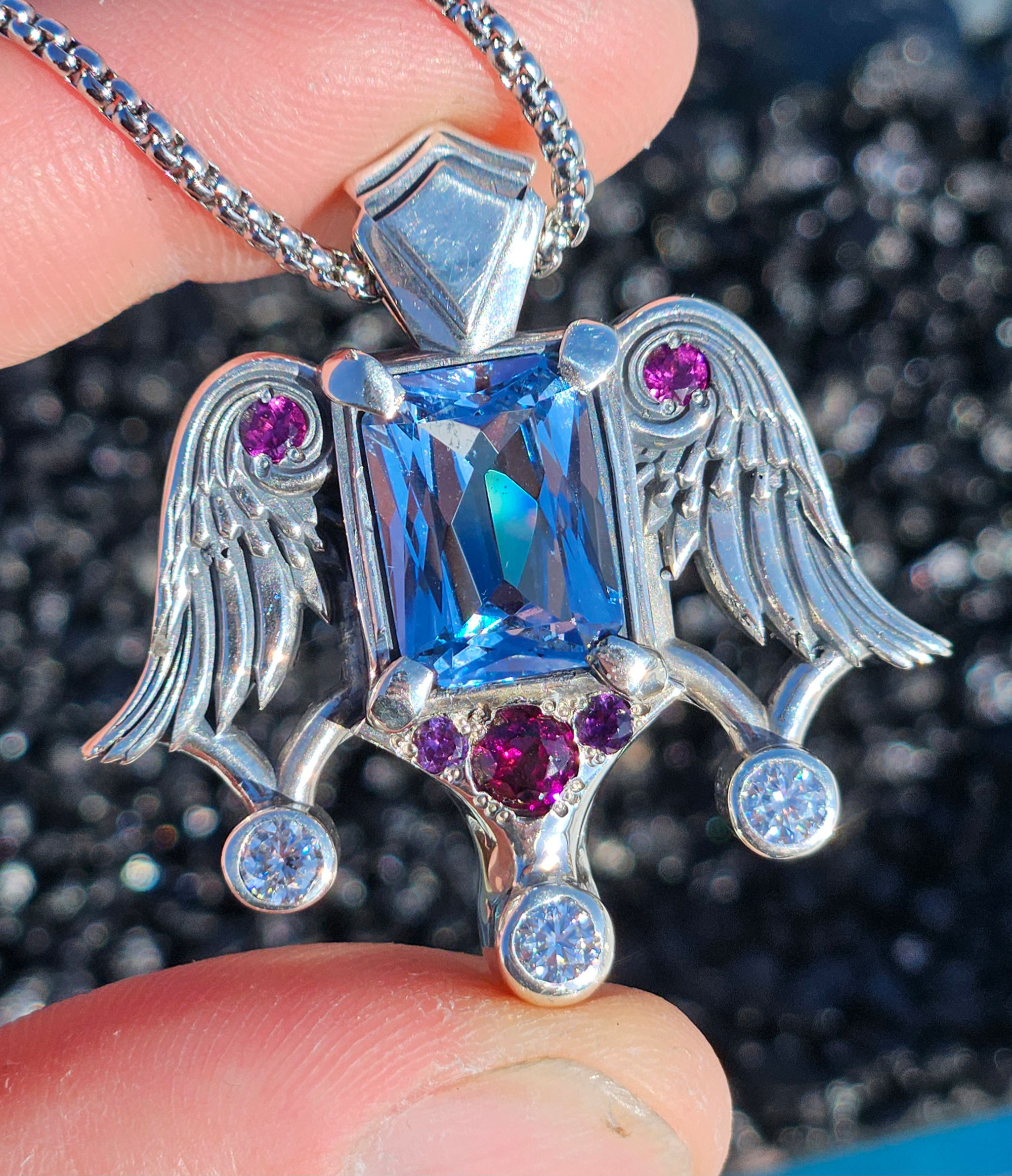 Watcher of the Water - Biblically Accurate Angel w/ Moissanite, Topaz and Garnet