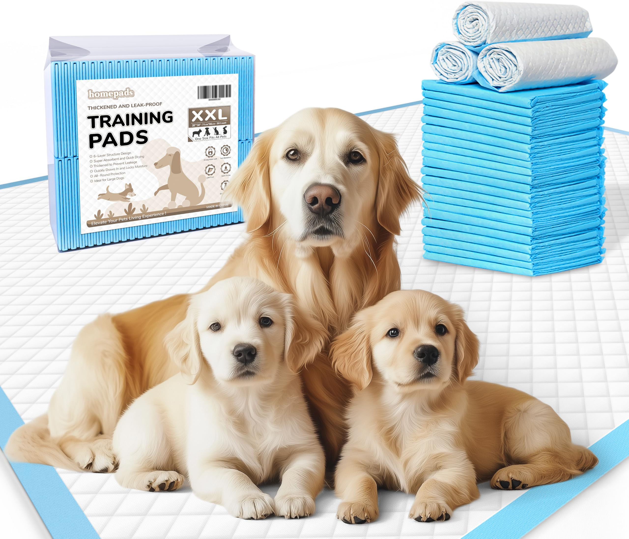 XL Absorbent Pet Training Pads 28"x34" 30-Pack
