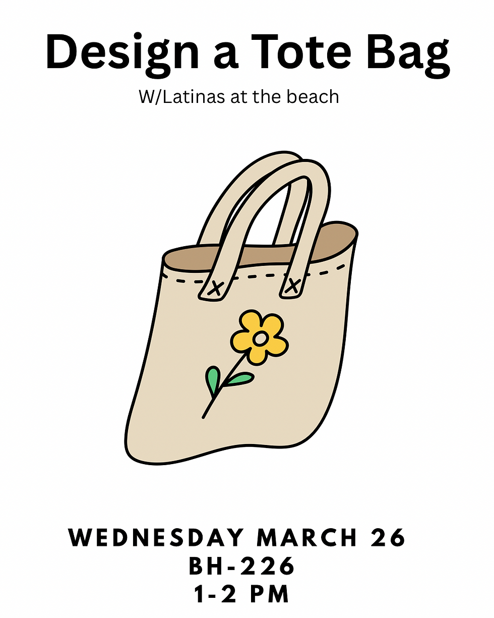 Flyer for the Latinas at the Beach social media account advertising the monthly activity
