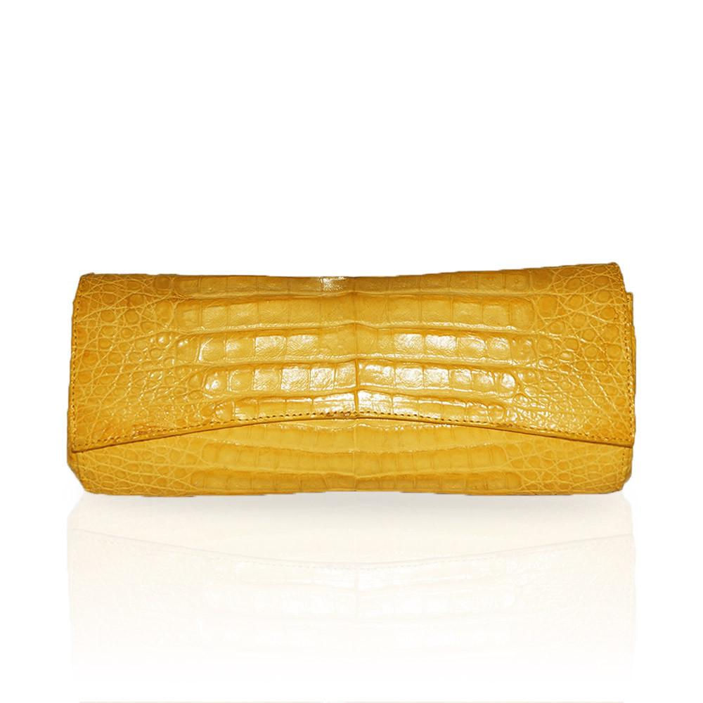 Siska Crocodile Clutch in Yellow