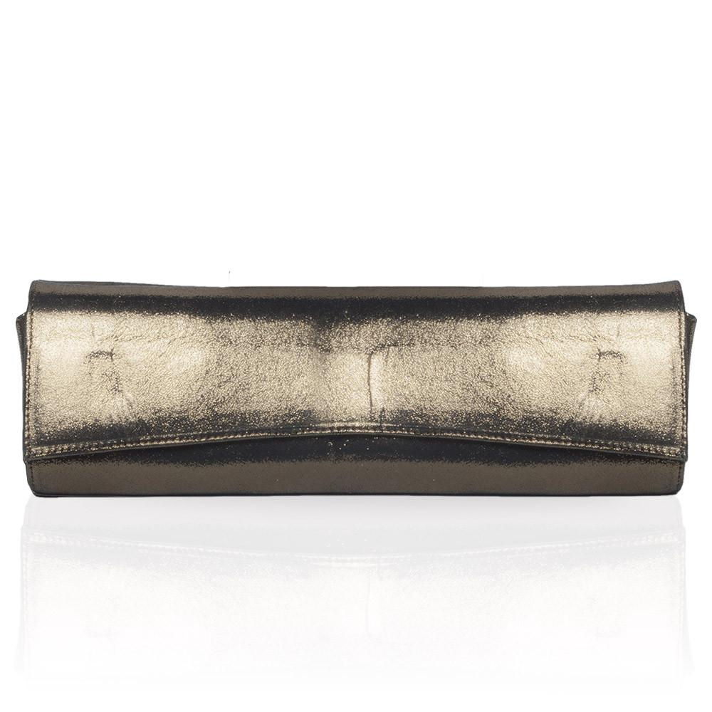 Siska Large Metallic Clutch in Gold