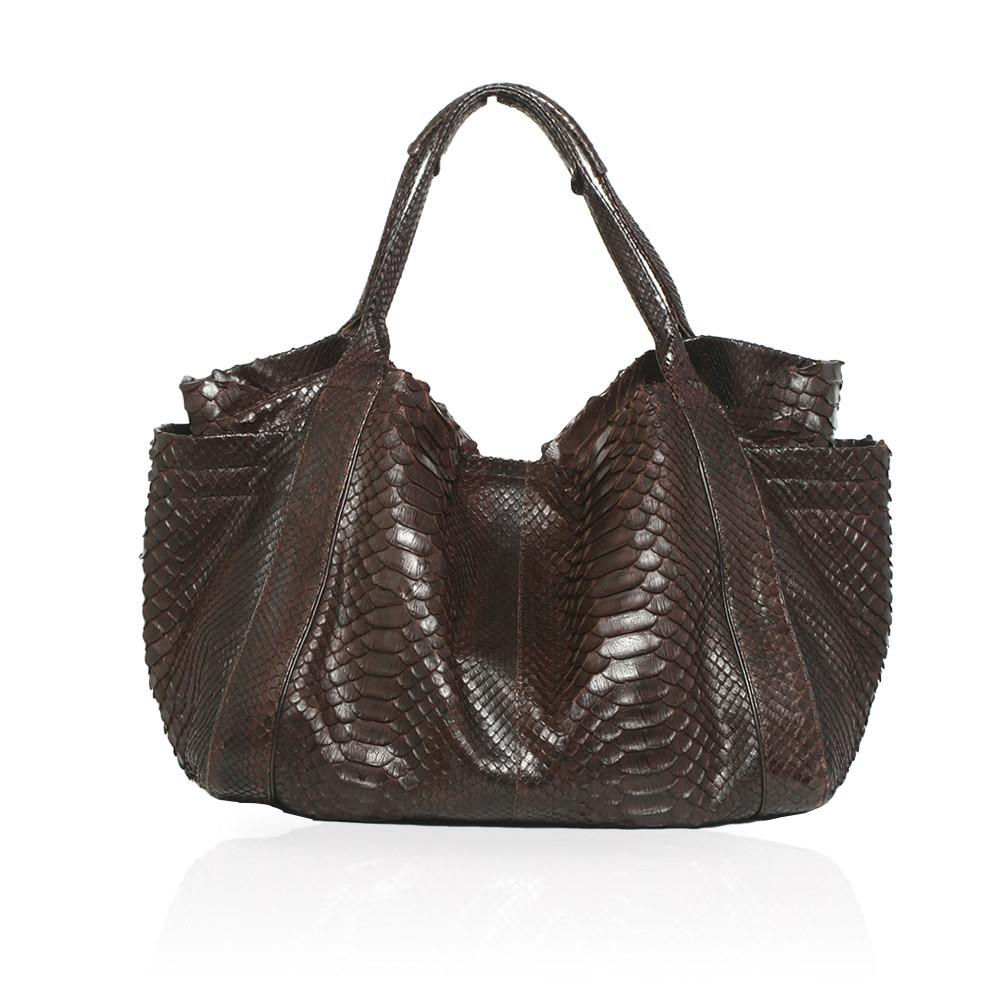Aversa Python Tote Bag in Chocolate