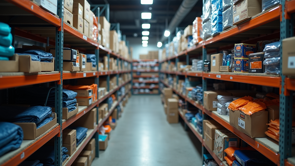 Eye-level view of truck accessories displayed in an organized store