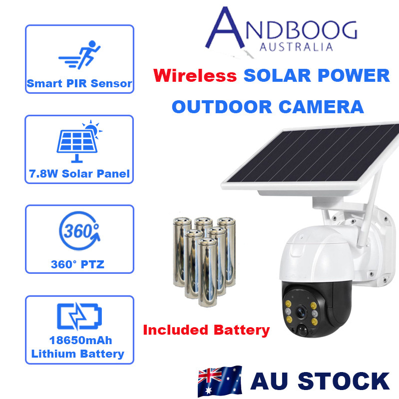 Wireless Solar Powered WIFI Security Camera Outdoor Flood Light LED PTZ
