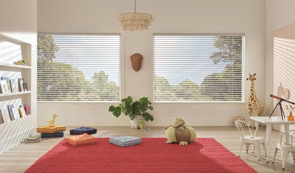 Enhancing your living room ambiance is simple with motorized automated remote control premium window coverings like Aria Soft Blinds in Denver CO by Blind Corners and Curves.;