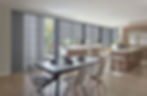 Automated cordless Skyline Gliding Window Panels styling this Centennial CO office provide a top-rated interior window treatment experience from BCC of Denver Colorado.;