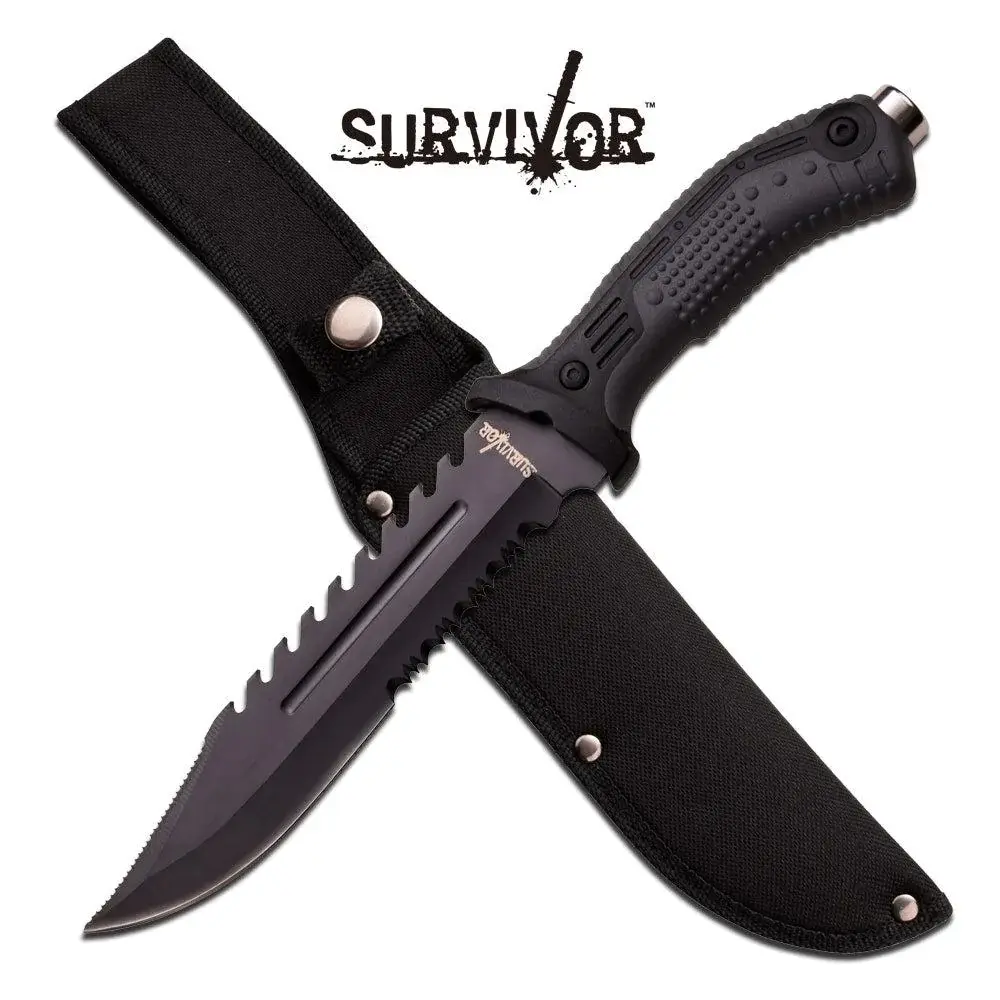 Cuchillo Combinado Con Rompe Cristales Negro Survivor