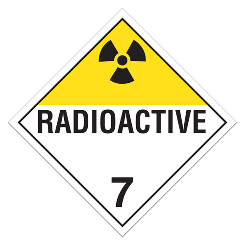 DOT Worded Placard Radioactive Materials (Class 7) Manufacturing