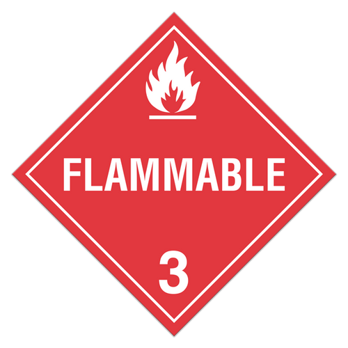 DOT Worded Placard Flammable Liquids (Class 3) Manufacturing