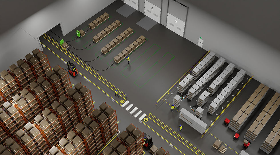 Warehouse with Racking Labeling and AGV Marking