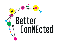 The words 'Better Connected' under an arch of brightly coloured dots connected by lines