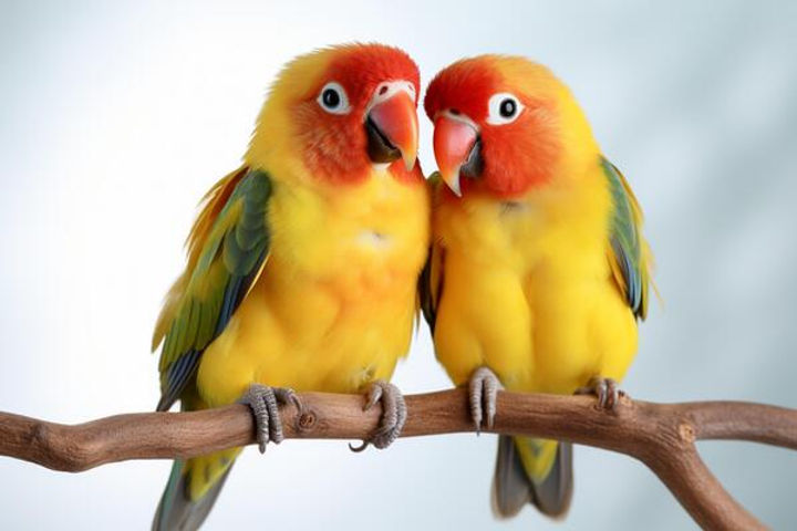 ai-generated-adorable-lovebirds-agapornis-fischeri-paired-and-isolated-on-a-pristine-white
