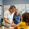 photo teacher and parent real people hel