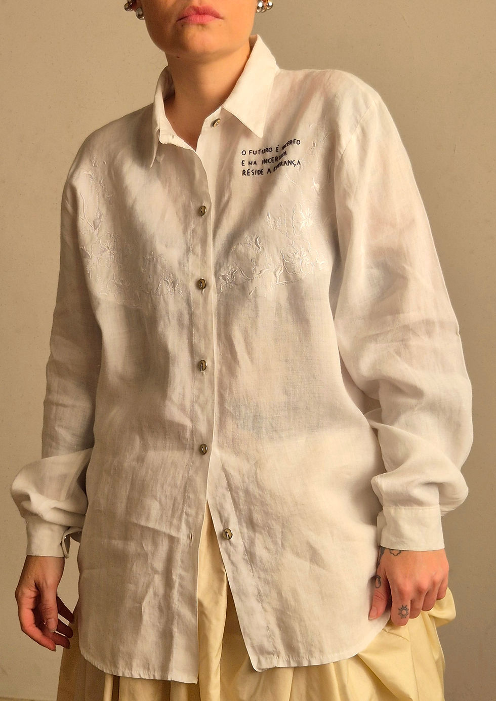 Miniatura: Camisa Linho Branco "O futuro" (P/M)