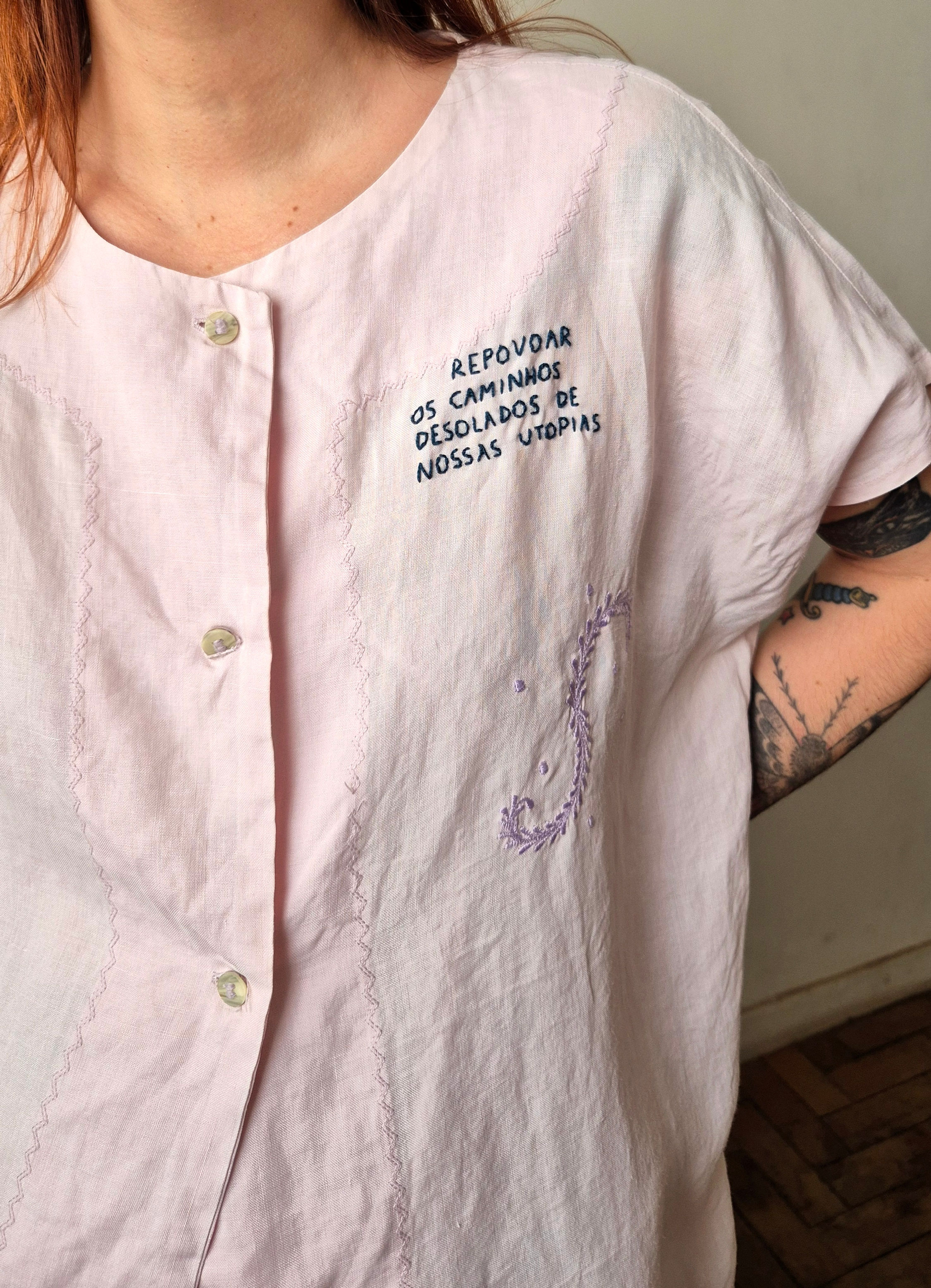 Camisa Vintage Rosa "Repovoar" (M)