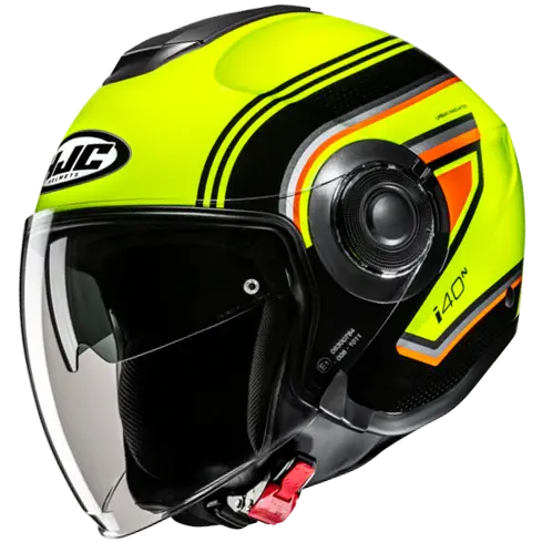 CASCO  JET MOTO HJC I -40 LINIA CON VISIERINO PARASOLE NEROGIALLO