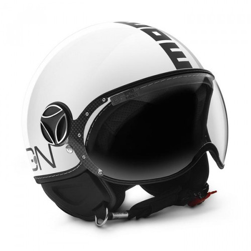 CASCO MOTO JET MOMO DESIGN BIANCO LUCIDO SCRITTA NERA | Anelli \u0026 Tondini snc