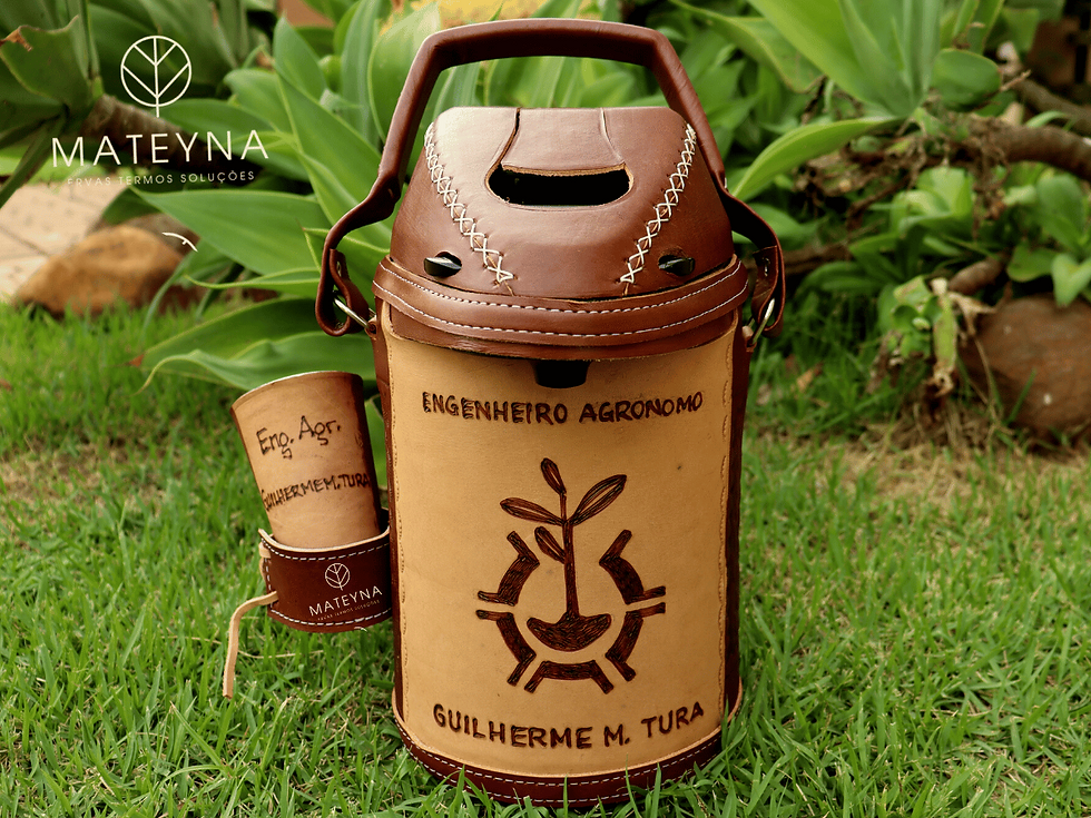 Miniatura: Kit Termico Nox 2.5 Litros Mateyna Terere Couro Vino Premium Personalizado CL