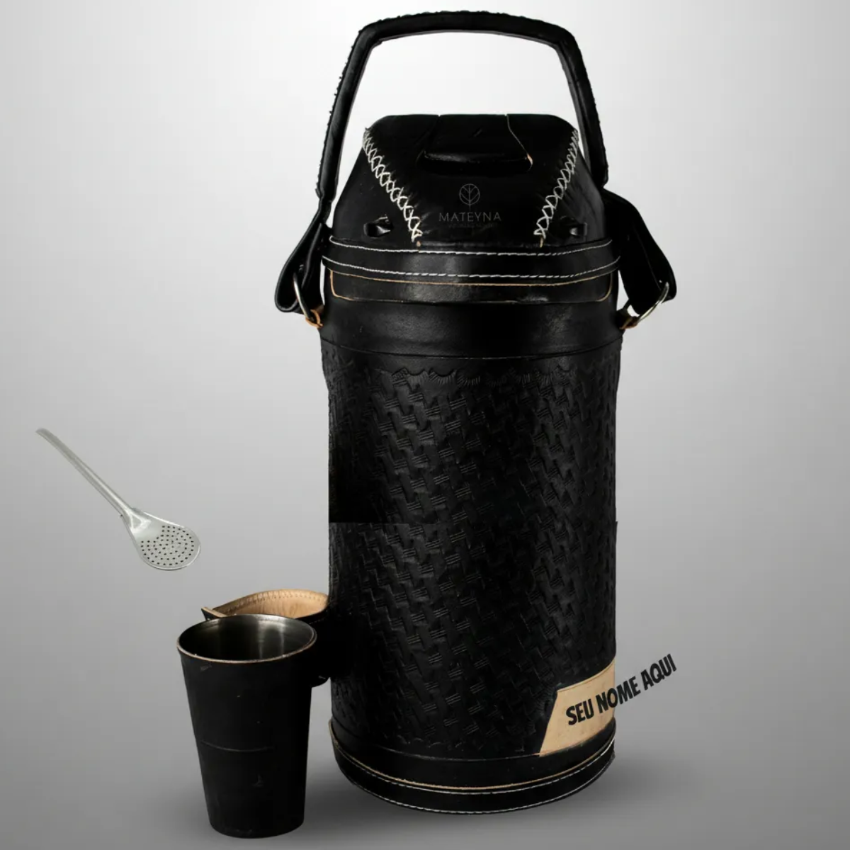 Kit Termico Nox 4 Litros Mateyna Terere Premium Personalizado Couro Black Bull L
