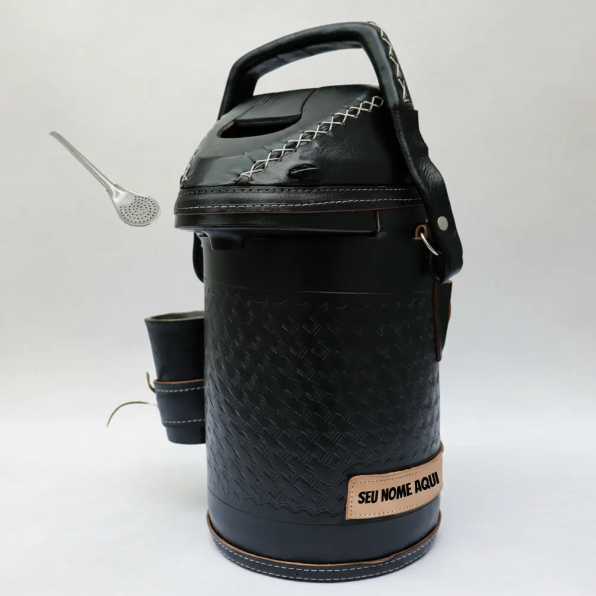 Kit Termico Nox 2.5 Litros Mateyna Terere Couro Black Premium Personalizado