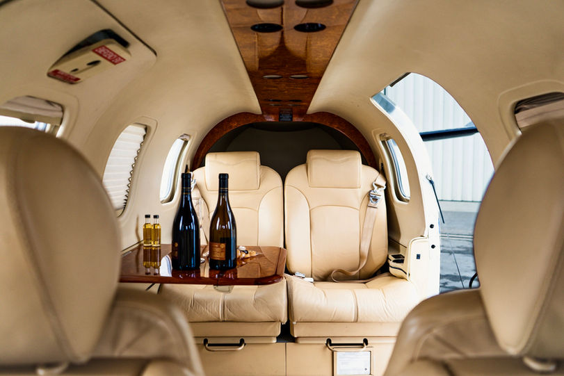 Interior shot of MPI Jet's TBM 700 aircraft, with tail number 700JN, for private aircraft charter.