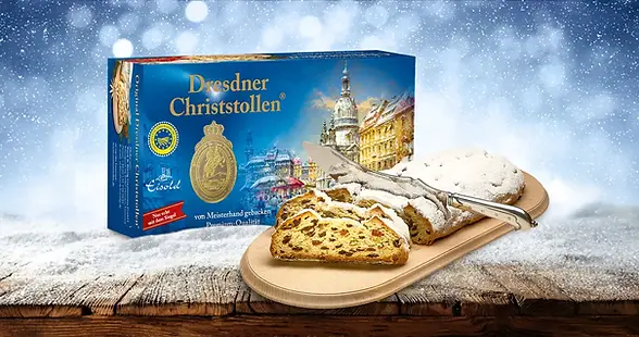 Dresdner Christstollen mit dem Siegel von der Bäckerei Eisold
