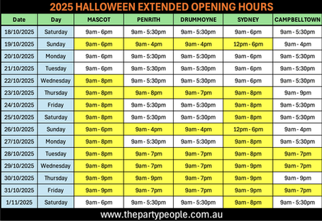 Halloween 2025 Opening Hours