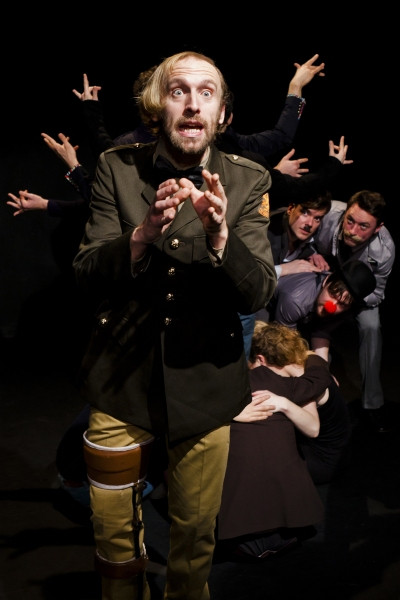 Gareth Fordred and the cast of The Faction's Twelfth Night as the box tree.