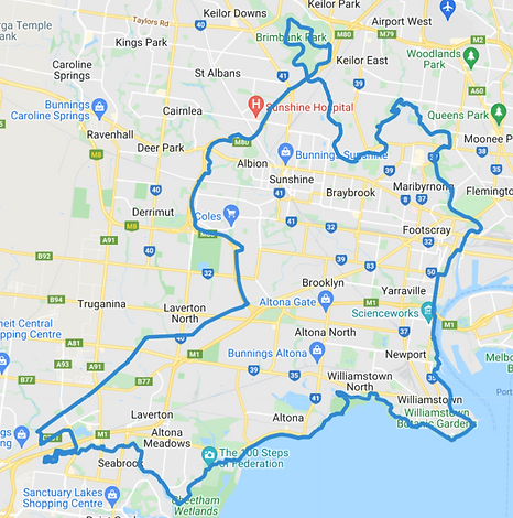 L14 Hobsons Bay - Skeletons Creek - Federation Trail - Western Ring Road - Maribyrnong Riv