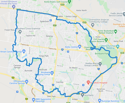 M13 Taylors Creek - Melton Highway - Stony Hill Creek - Kororoit Creek - Western Ring Road