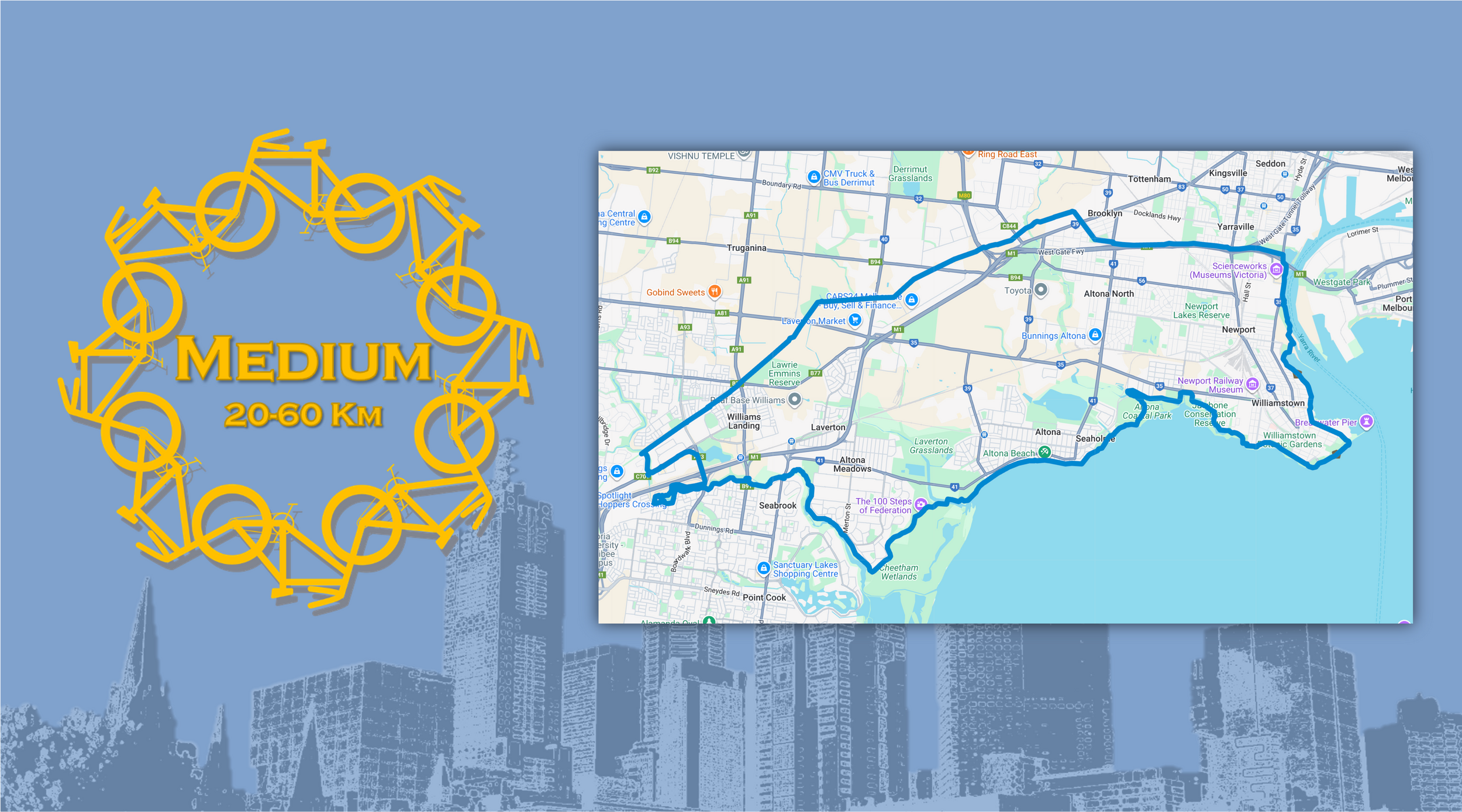 52km Melbourne Cycle Loops 52Km