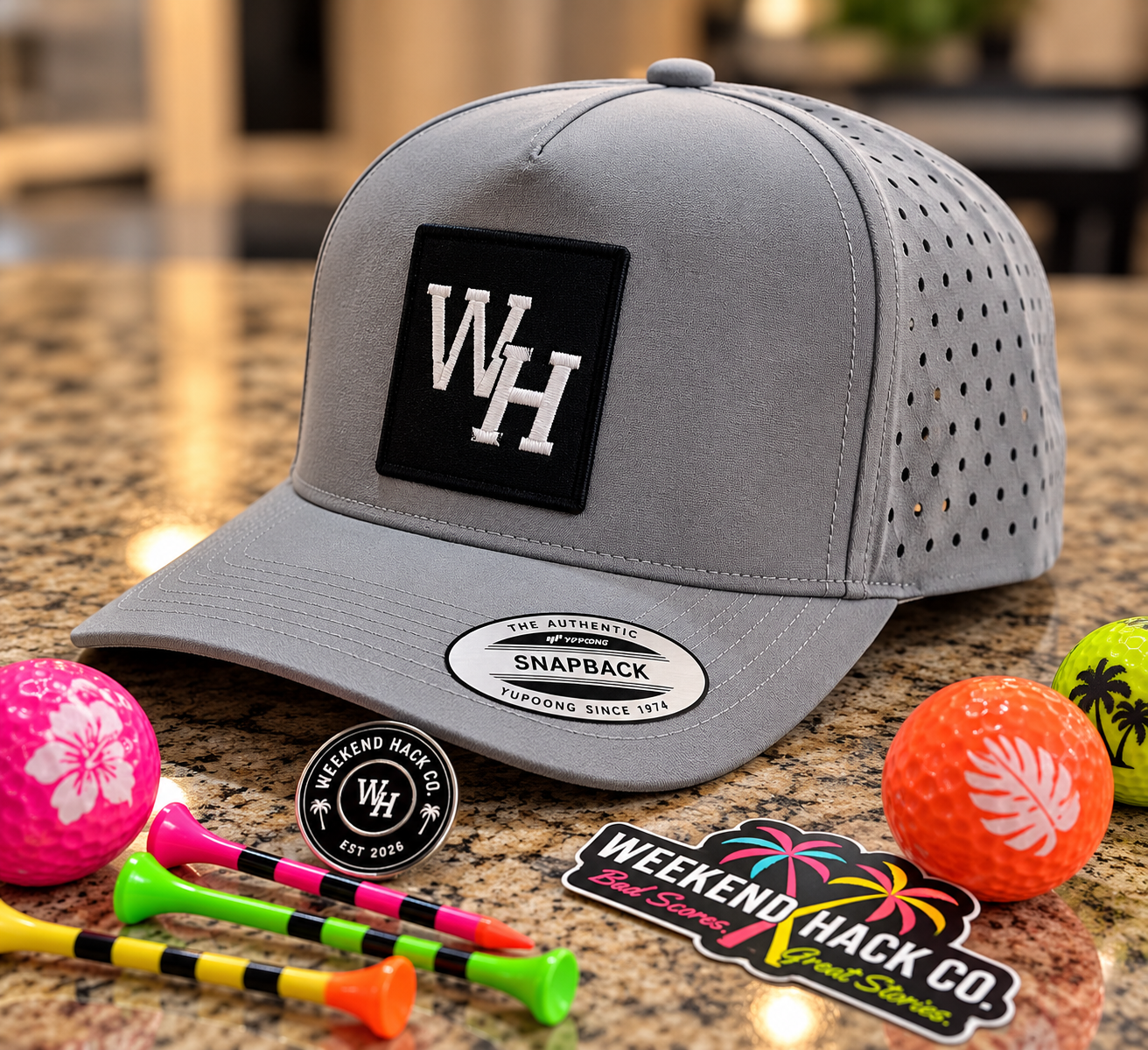The Hack gray 5-Panel Waterproof Performance Snapback