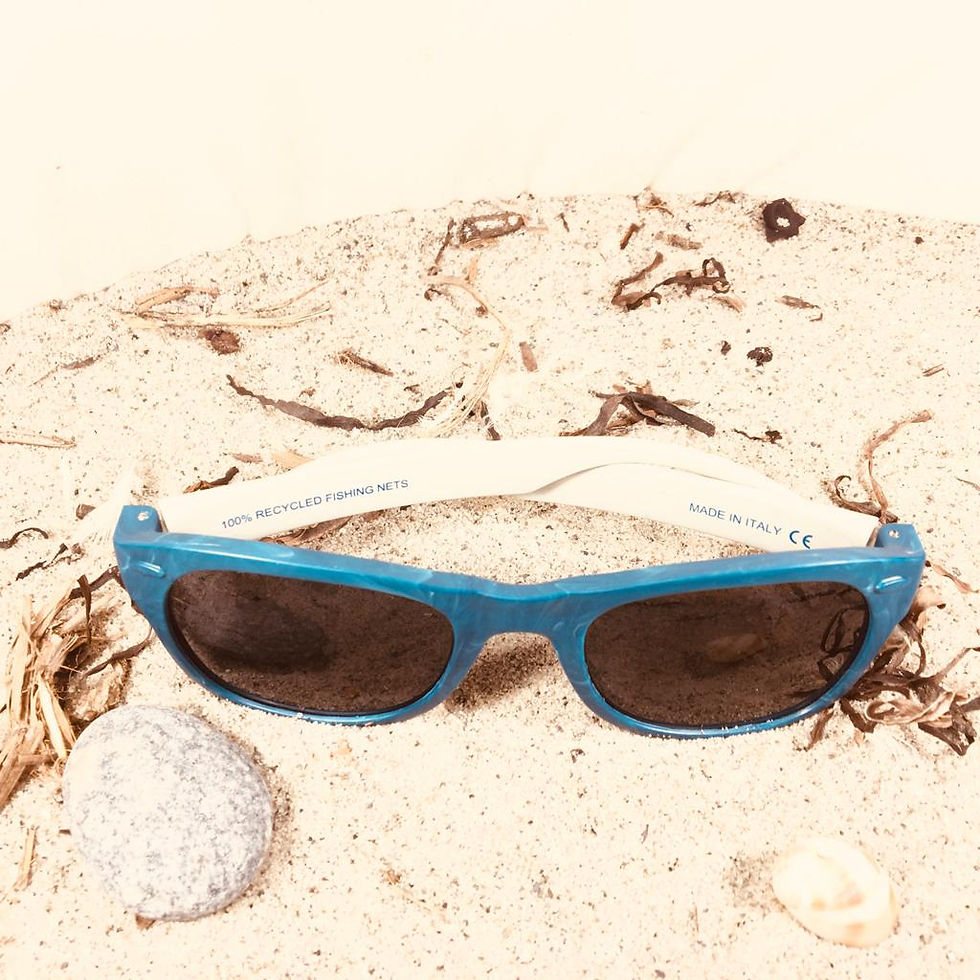 Thumbnail: Blue with dark UV400 lenses, 100% recycled fishing nets